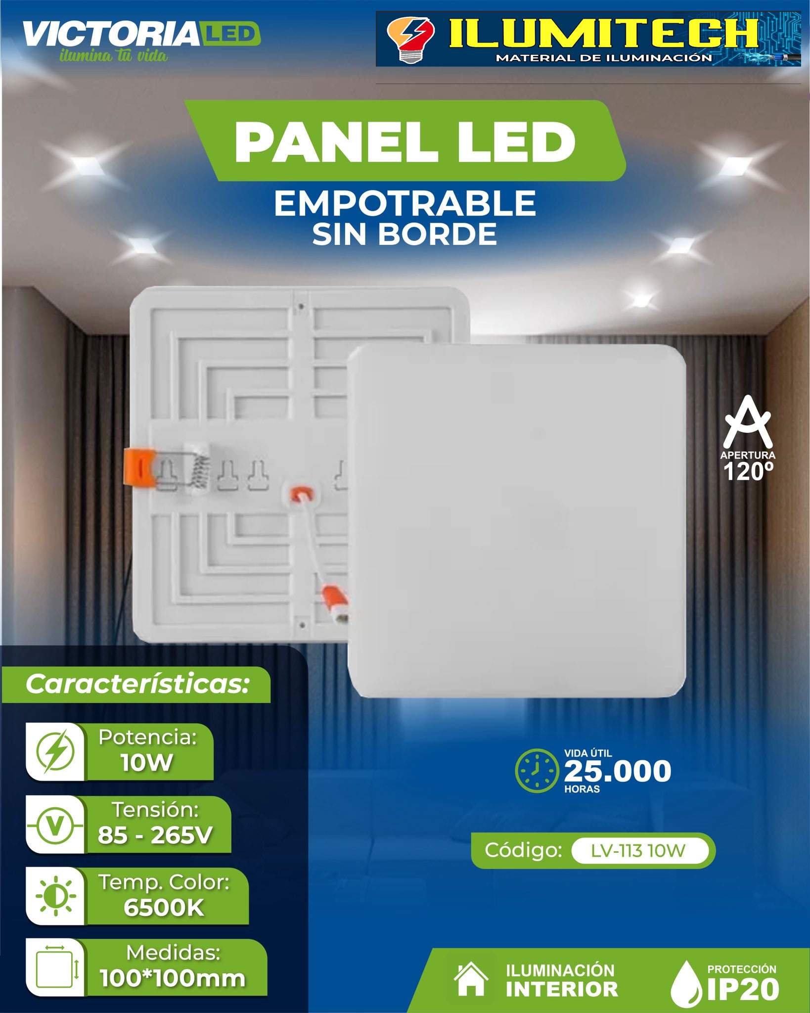 Panel LED cuadrado empotrable
